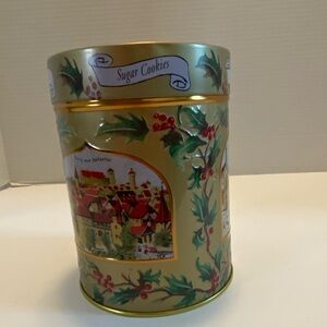 Lambertz Sugar Cookies Collector Tin and Music Box ~ Germany. Gold Color W/ Pic